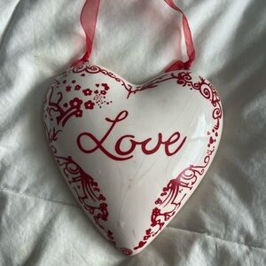 Heart-Shaped Love Ornament with Red Ribbon